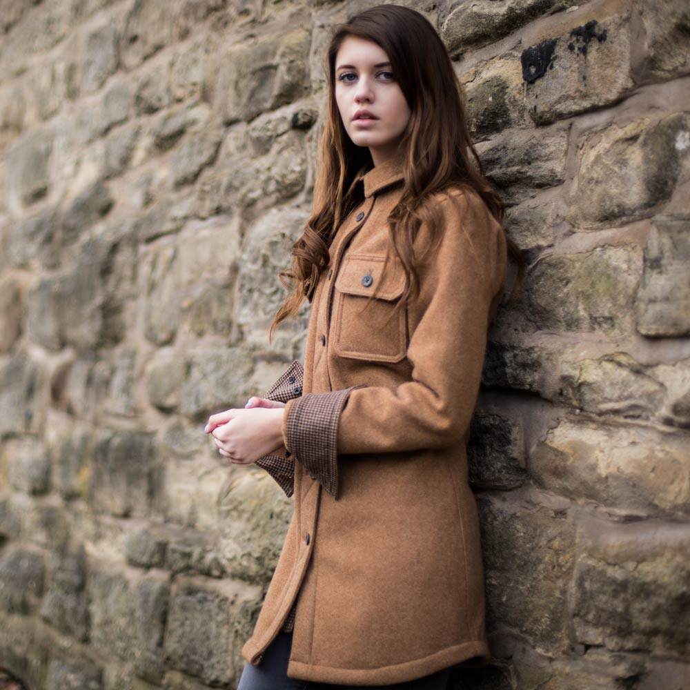 McNair Women's heavy weight merino Mountain Shirt in camel
