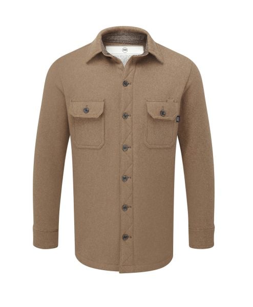 Men’s heavy weight merino shirt in camel