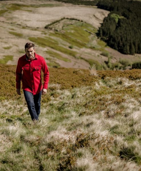 McNair men's merino shirt in Chilli red