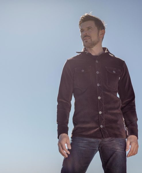 McNair Men's PlasmaDry corduroy Work Shirt in Peat (brown)