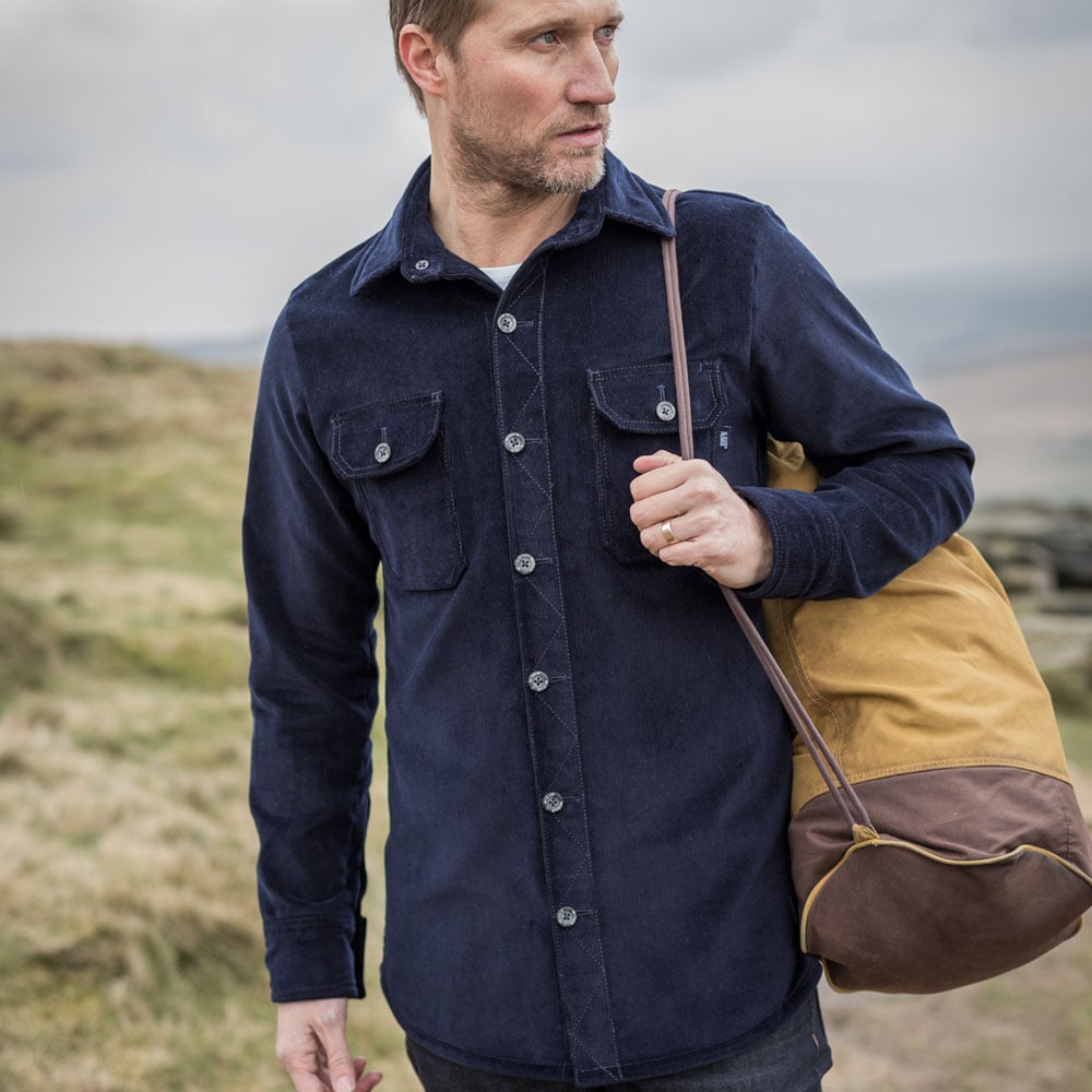 McNair Men's Corduroy Work shirt in deep navy