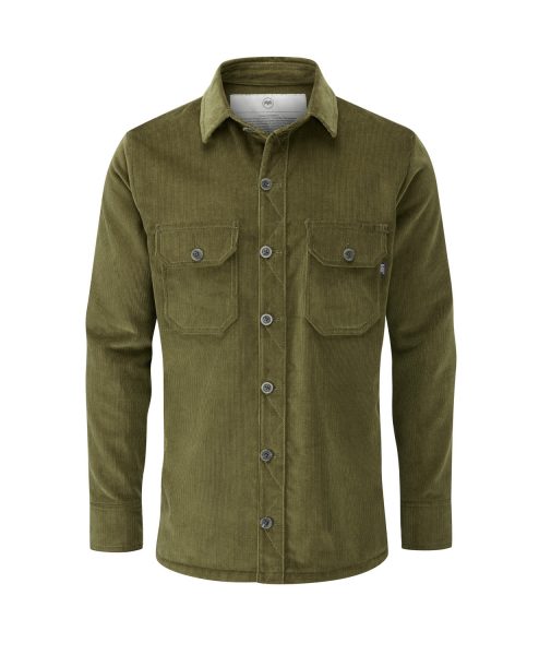 McNair Men's PlasmaDry corduroy Work Shirt in moss green