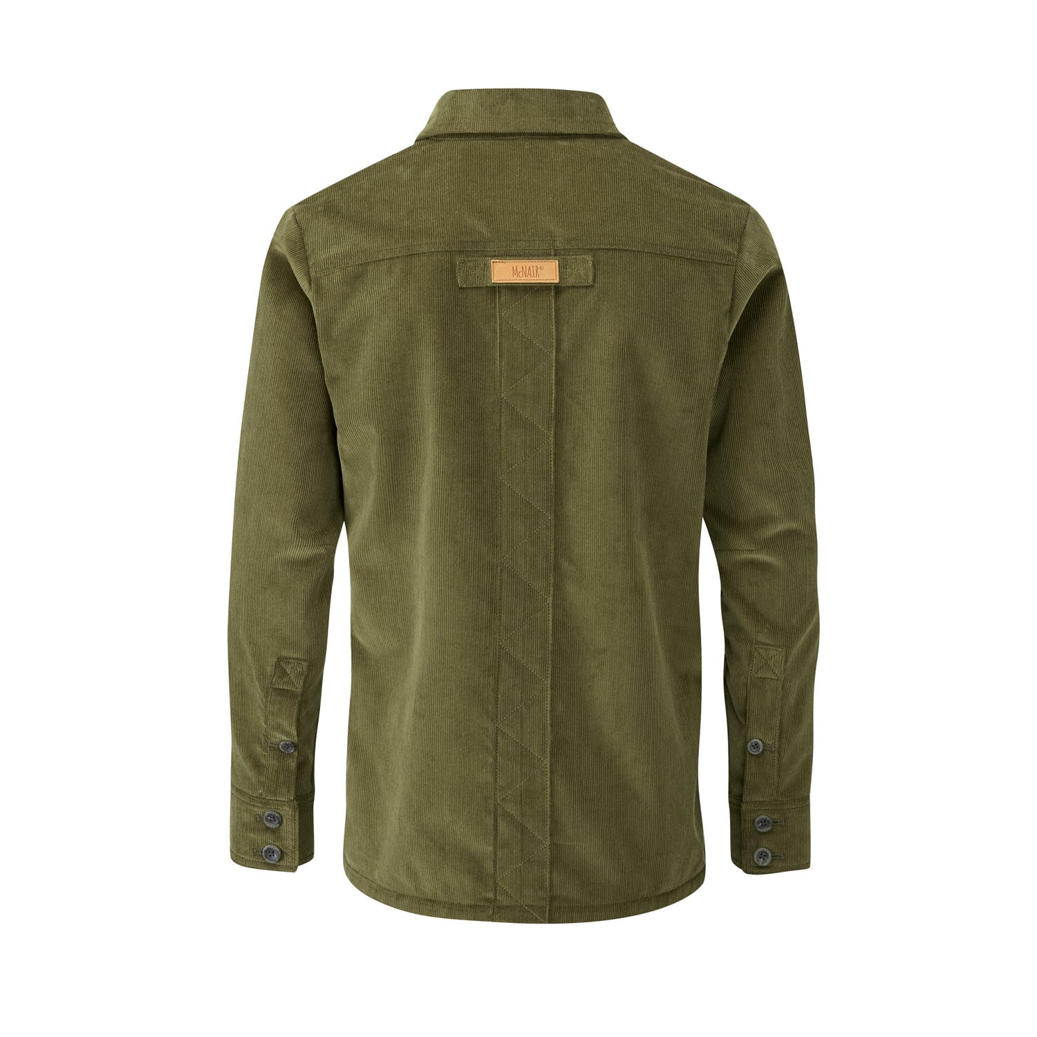McNair Men's PlasmaDry corduroy Work Shirt in moss green (back)