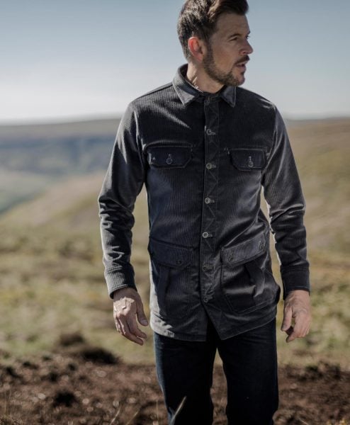 McNair men's PlasmaDry Moorland Shirt in Lead Grey