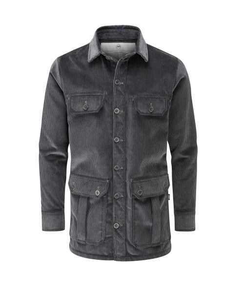 McNair men's PlasmaDry corduroy Moorland Shirt in Lead Grey