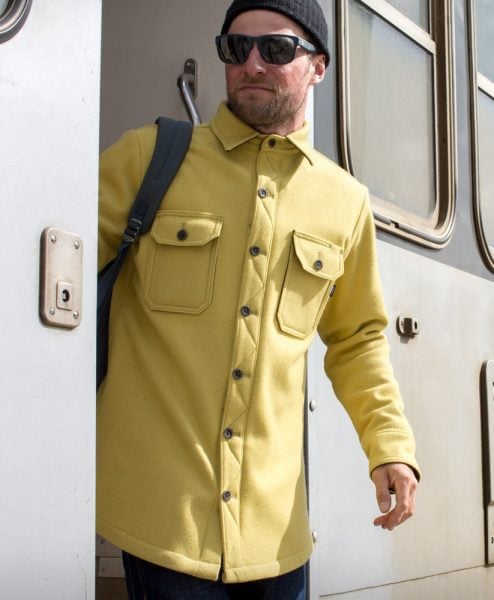 McNair men's heavy weight merino Mountain Shirt in English Mustard