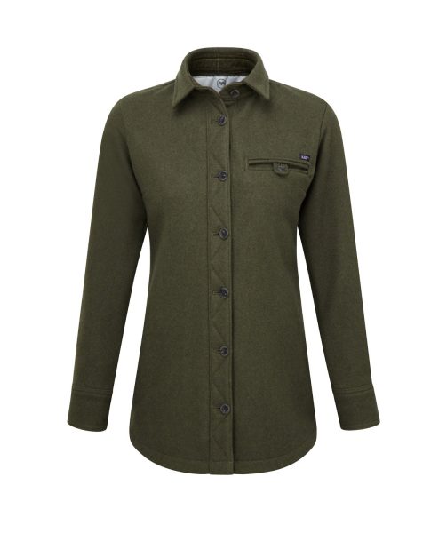 McNair women's heavy weight merino Fell shirt in dark sage