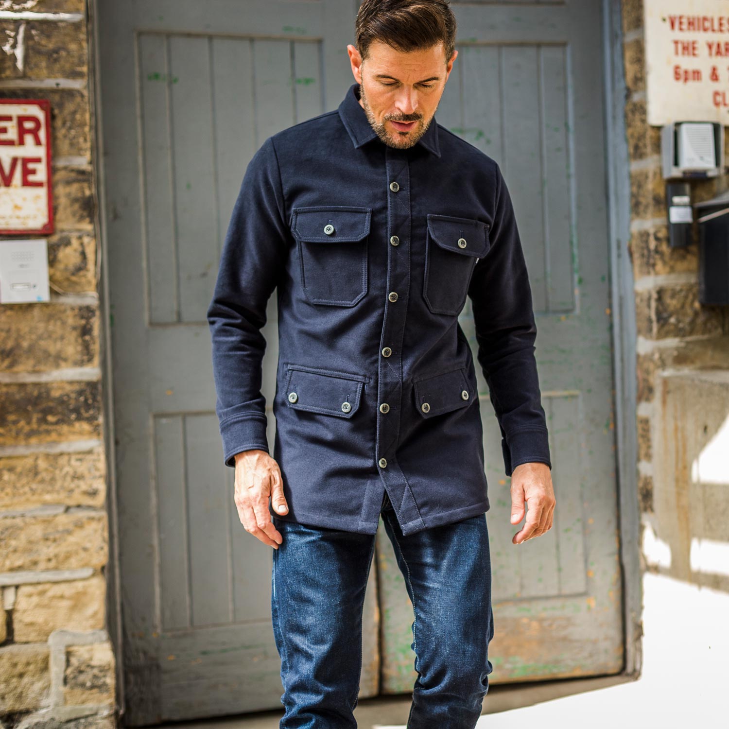 McNair men's moleskin Field Shirt in Midnight blue