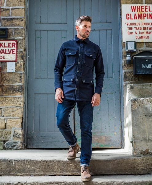 McNair men's moleskin Field Shirt in Midnight blue