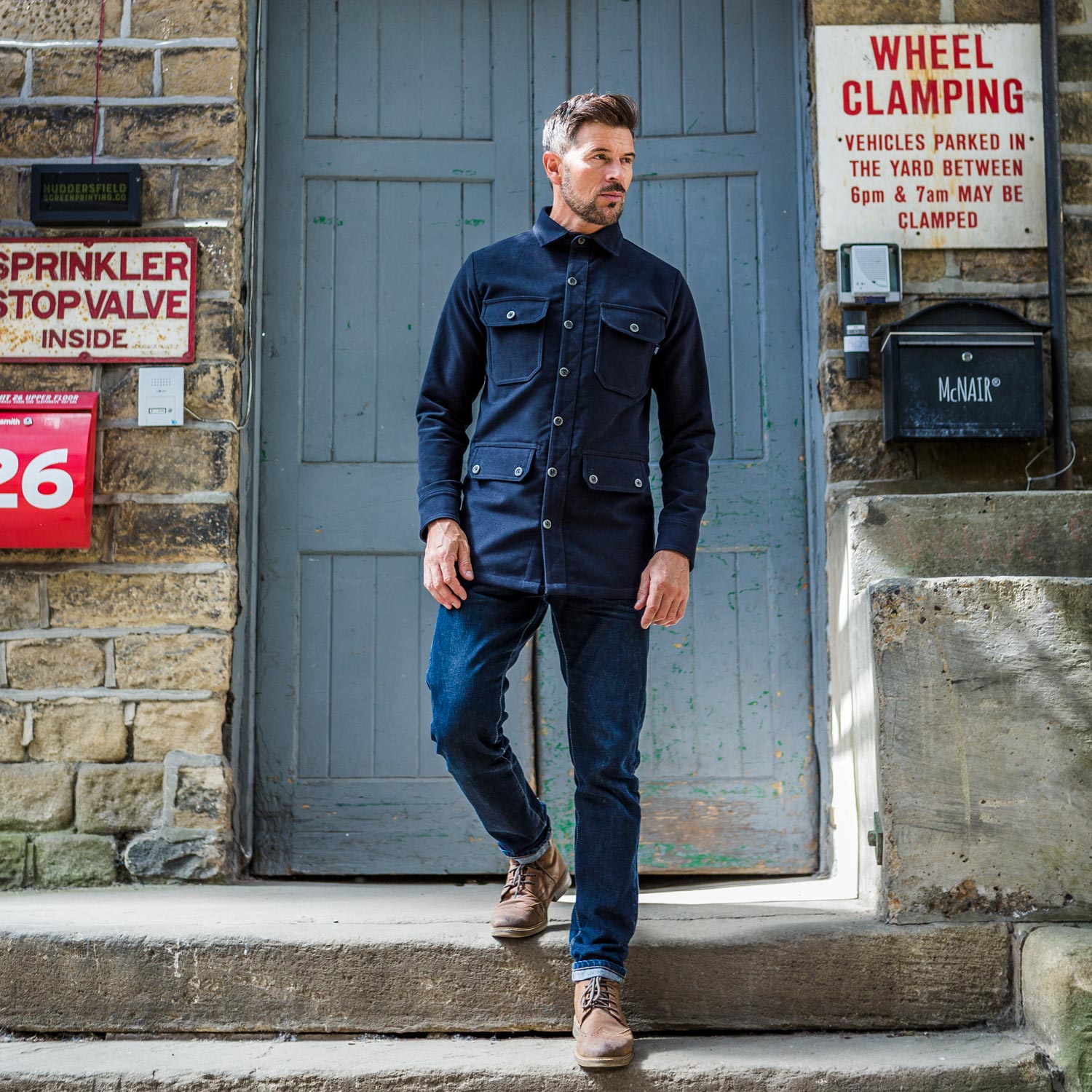 McNair men's moleskin Field Shirt in Midnight blue
