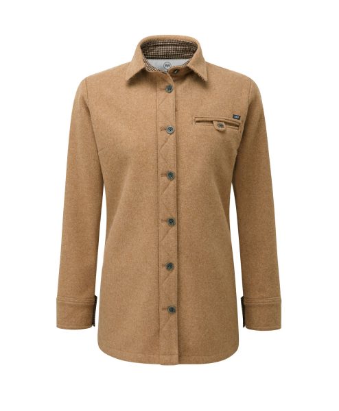 McNair women's heavyweight merino Fell shirt in camel