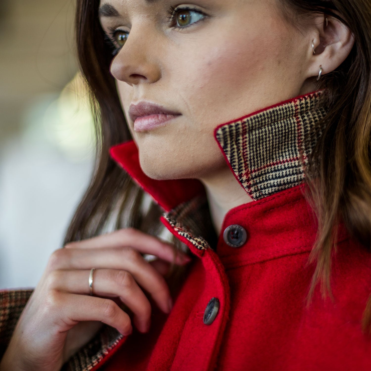 McNair women's merino Ridge Shirt in Chilli red