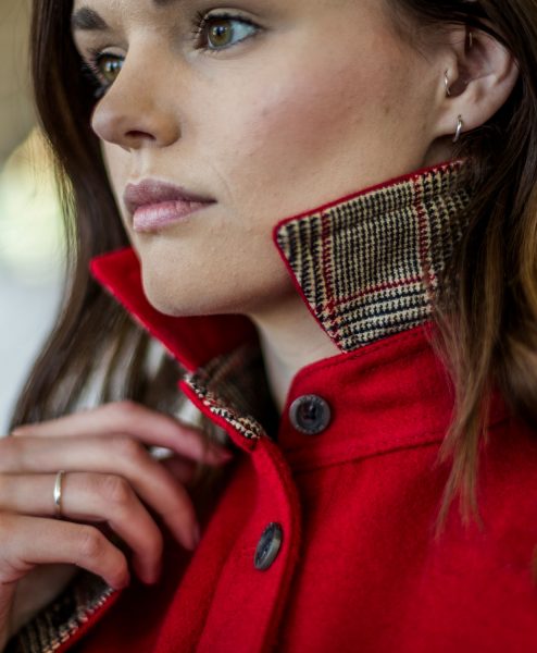 McNair women's merino Ridge Shirt in Chilli red