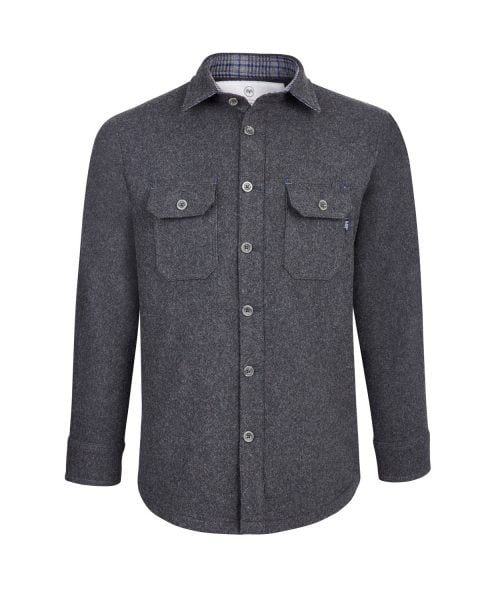 McNair men's Provenance AG merino Mountain Shirt in Charcoal Melange