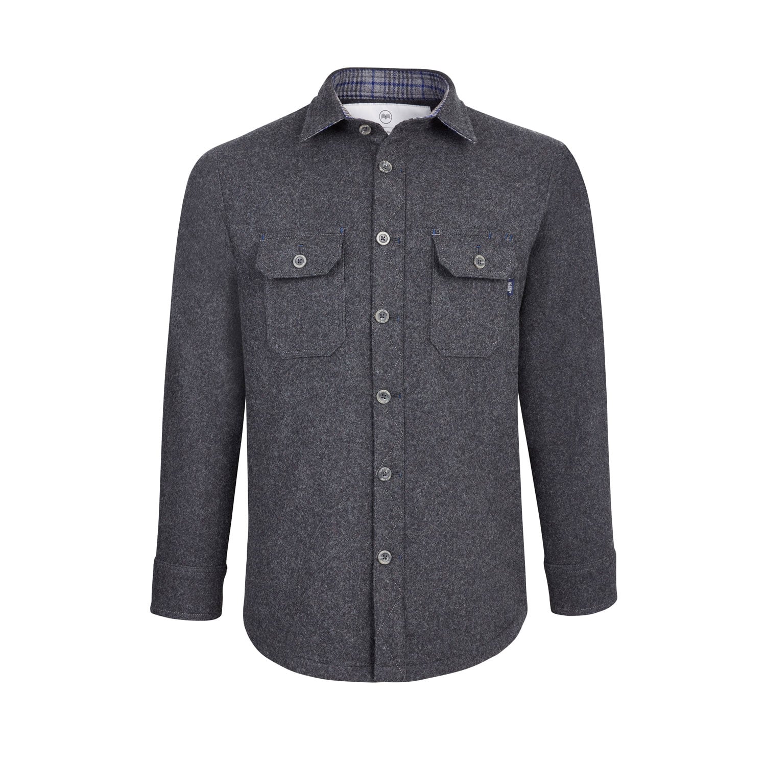 McNair men's Provenance AG merino Mountain Shirt in Charcoal Melange