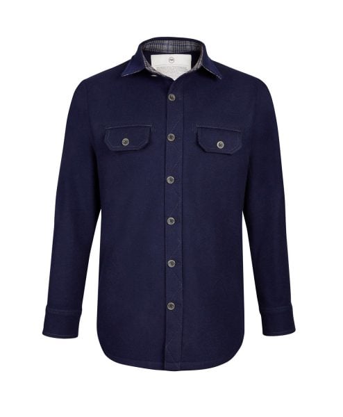 McNair men's merino Ridge Shirt in Navy Blue