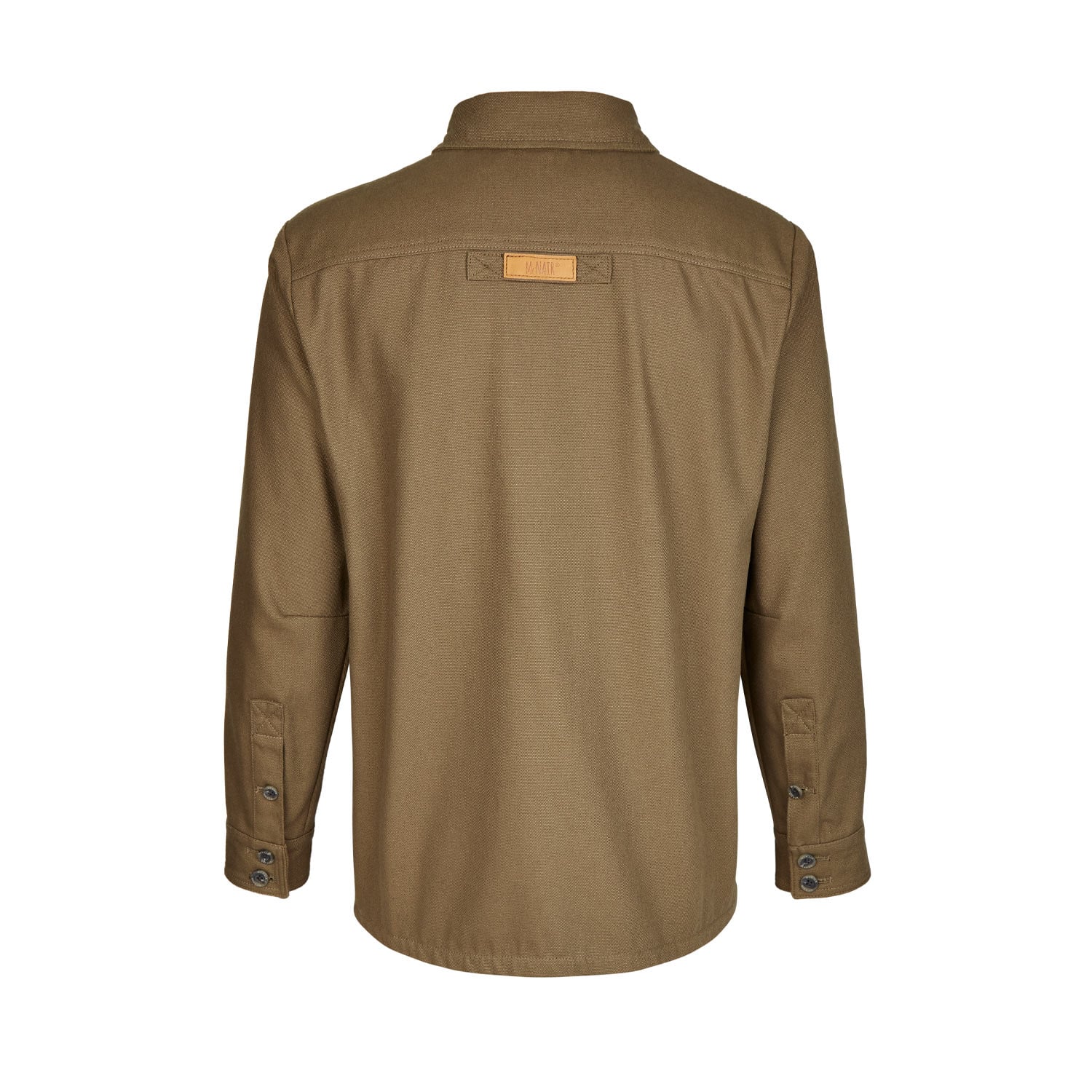 McNair men's PlasmaDry Canvas Work Shirt in bronzed olive (back)