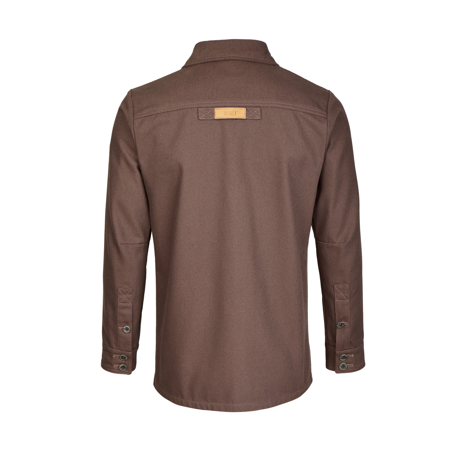 McNair men's PlasmaDry Canvas Work Shirt in earth brown (back)