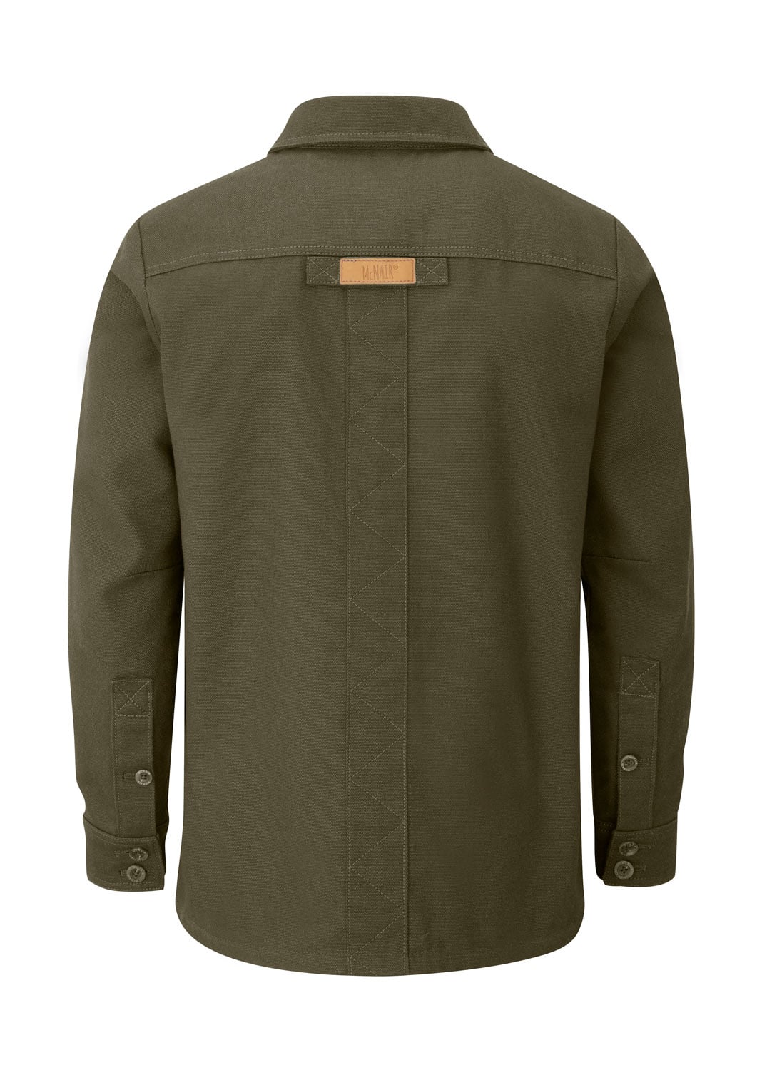 McNair men's PlasmaDry cotton canvas Work Jacket in Bronzed Olive (back)