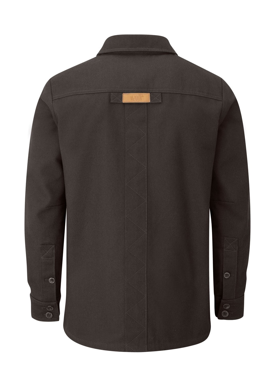 McNair men's PlasmaDry cotton canvas Work Jacket in Brown (back)