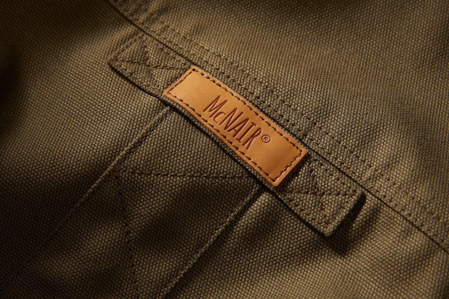 McNair men's PlasmaDry cotton canvas Work Jacket (back label detail)