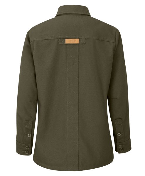 McNair women's PlasmaDry cotton canvas Work Jacket in Bronzed Olive (back)